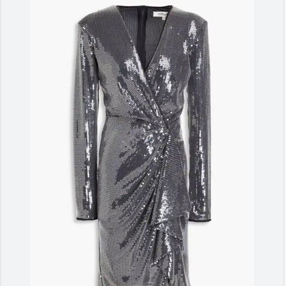 DIANE VON FURSTENBERG Lexa wrap-effect sequined tulle mini dress - Picture 1 of 4